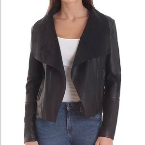 Bagatelle Draped Faux Leather Jacket